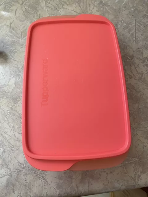 Tupperware Large 1L Lunch It divided Container Rectangle Larger Size Coral color