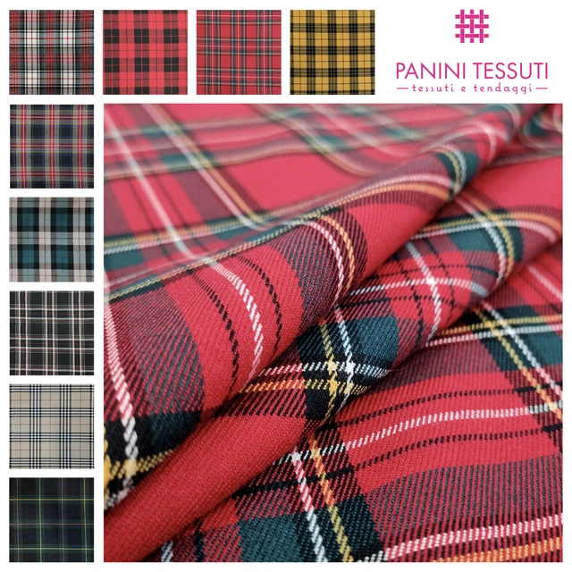 Tessuto TARTAN SCOZZESE abbigliamento AL METRO fantasia quadri kilt gonna Natale