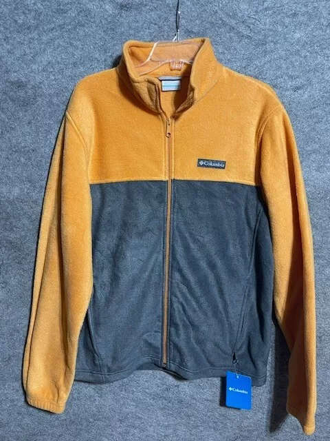 Columbia Granite Mountain Fleece Jacket Mens L Lined Full Zip Gray Yellow