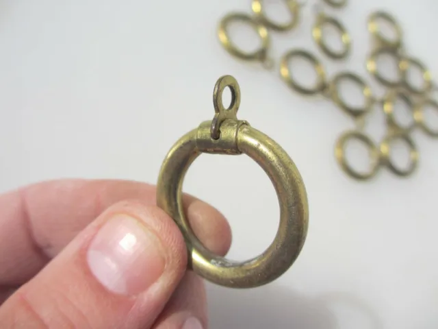 Antique Brass Curtain Rings Victorian Holder Hangers Vintage x16 - 1.26"W