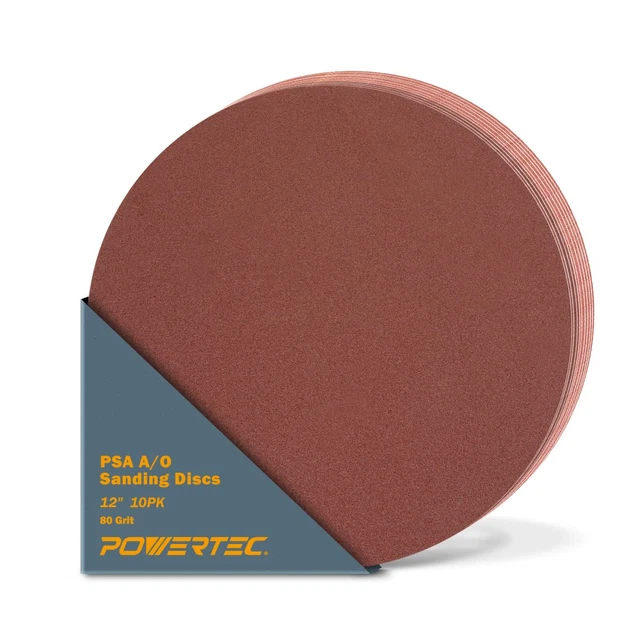 110600 12 Inch PSA 80 Grit Aluminum Oxide Adhesive Sanding Disc, 10 Pack