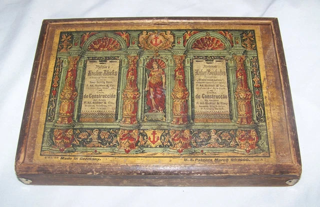 1900 Antique F Ad Richter Architectural Building Anchor Block Set + Manual 1900 Antique F Ad Richter Architectural Building Anchor Block Set + Manual