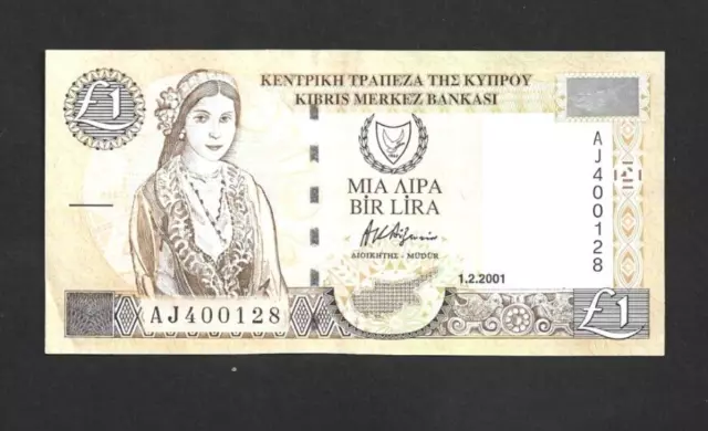 1 Lira/Pound Extra Fine  Banknote From  Cyprus 2001  Pick-60