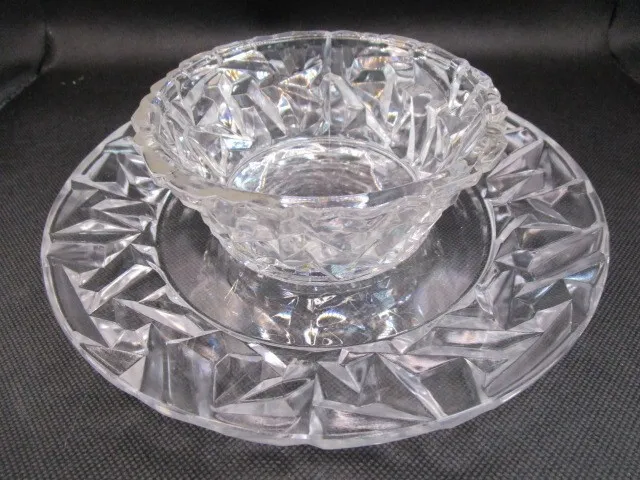 Peill & Putzler GERMANY HAND CUT CRYSTAL berry fruit bowl with plate set