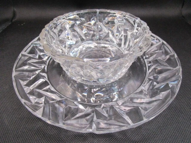 Peill & Putzler GERMANY HAND CUT CRYSTAL berry fruit bowl with plate set