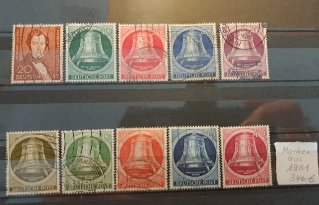 Briefmarken SPITZENWERTE Berlin aus Jahrgang 1951 gestempelt