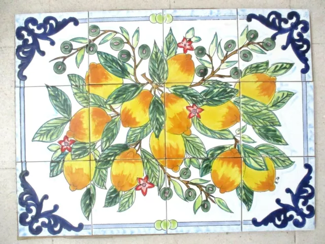 Ceramic tile art Mosaic mural Lemon Tree floral BACKSPLASH  18" x 24"  24" x 18"