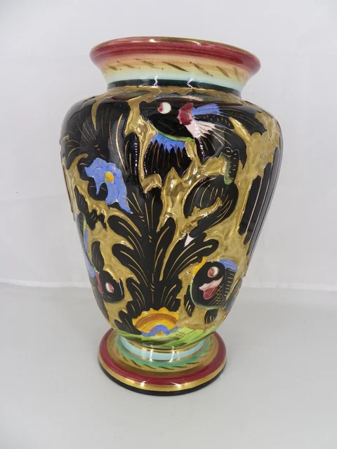 vase céramique Cerdazur Monaco décor fond marin  vintage 26 cm