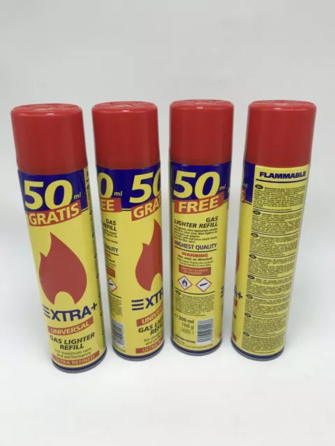 4x(300ml).  50 ML  Gratis Recarga Gas Azul Isobutane de Butano para Mecheros