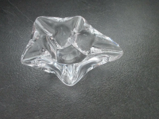 Cendrier Ancien En Cristal D’Arques - Motif Feuille De Fougère, Vintage Français