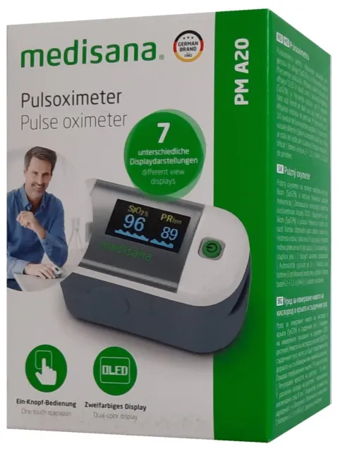 Medisana PM A20 Pulsoximeter Messung der Blut-Sauerstoffsättigung, Herzfrequenz