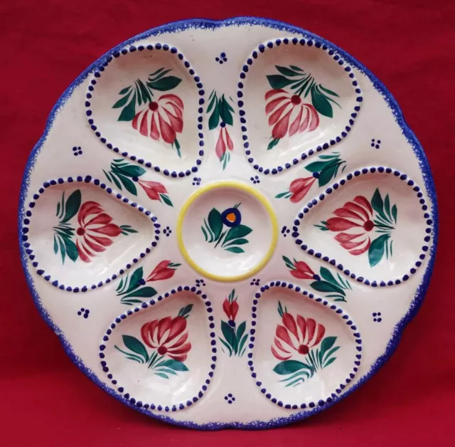 HB QUIMPER Oyster Plate French Hand Painted Faience