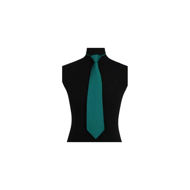 New Poly Men's ready knot pre tied neck tie solid formal wedding Hunter green