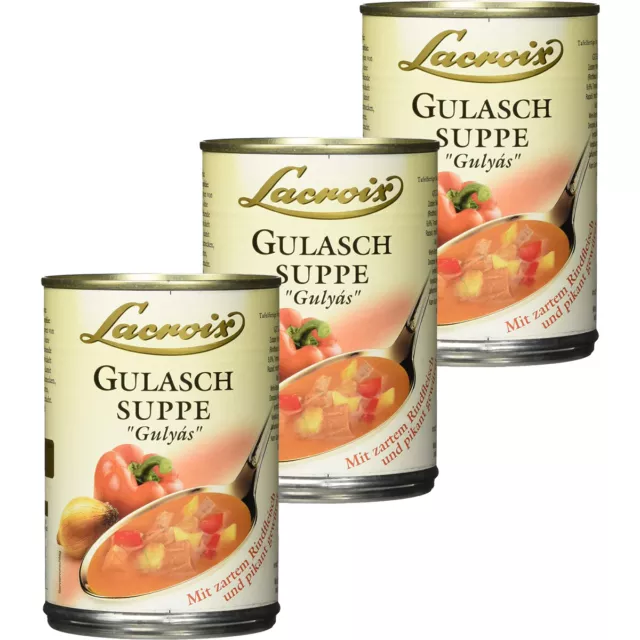 Lacroix Gulasch Suppe Tenero Carne Bovina Piccante Speziato 400ml 3er Pack