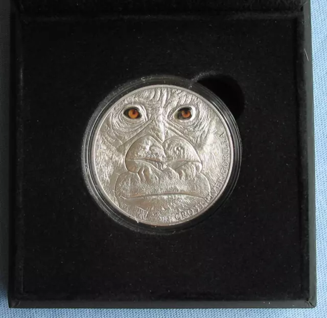 2012 Cameroon 1000 Francs Cross River Gorilla 1 oz .999 Silver Antiqued