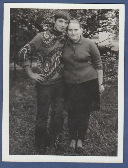 Beautiful Boy and Girl in Embrace near a Tree Soviet Vintage Photo USSR