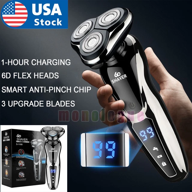 ELECTRIC WET/DRY RAZOR Men USB Rechargeable Rotary Shaver Beard Trimmer ...