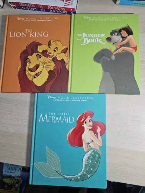 3x Disney Movie Collection Storybooks Little Mermaid Jungle Book Lion King Books