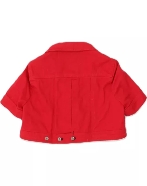 DIESEL Womens Crop Short Sleeve Denim Jacket UK 6 XS Red Cotton AV01 2