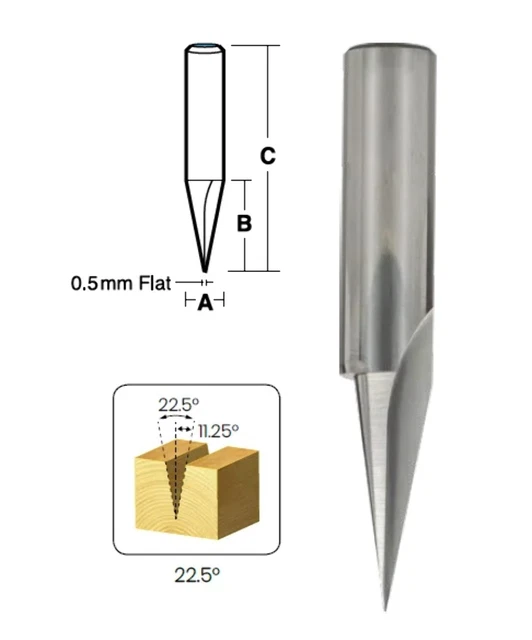 Vee Groove Router Bits | 22.5 Deg Series