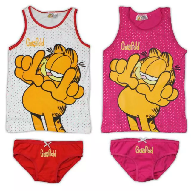 Nuovo Biancheria Intima 2tlg. Set Ragazza Camicia Slip Garfield 116-122 128-134