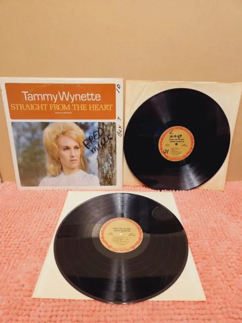 Tammy Wynette Autographed Dual Album "Straight From The Heart" SIGNED 1971