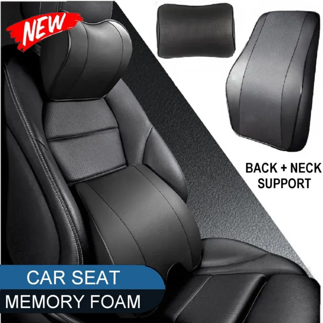 Car Seat Memory Foam Lumbar Back Support Cushion & Neck Pillow Car Office Seat