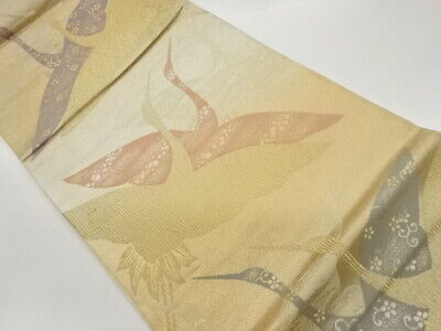 6263964: Japanese Kimono / Vintage Fukuro Obi / Woven Cranes