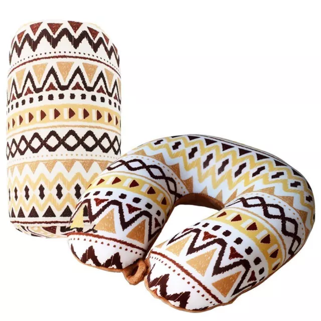 2 Pc Set Micro Bead U Shaped Neck Travel Pillow Lumbar Roll Back Support Cushion