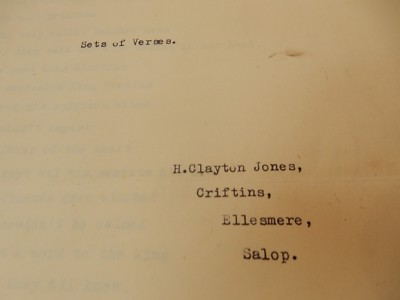 MANUSCRIPT  VERSES POEMS   H CLAYTON JONES  CRIFTINS ELLESMERE D 