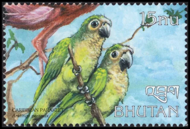 BHUTAN 1226i - Brown-throated Conure "Eupsittula pertinax" (pb82586)