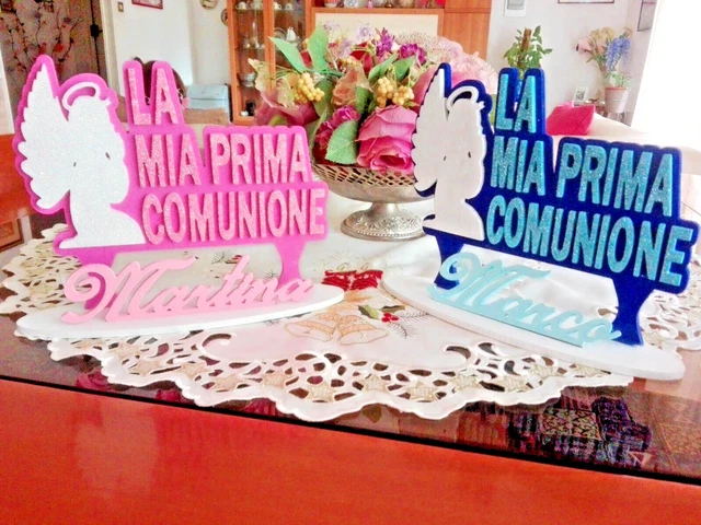 Scritta Prima Comunione In Legno CENTROTAVOLA PRIMA COMUNIONE in legno con nome personalizzato EUR 30,00