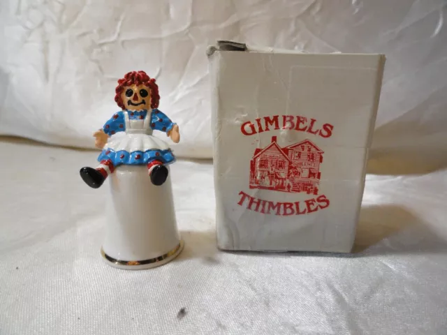 Vintage Gimbles Thimbles Raggedy Ann Thimble - Porcelain So Cute