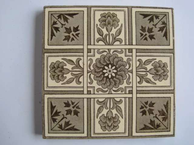 Antique Victorian 6" Minton Hollins Aesthetic Transfer Print Tile - C1868 -1883