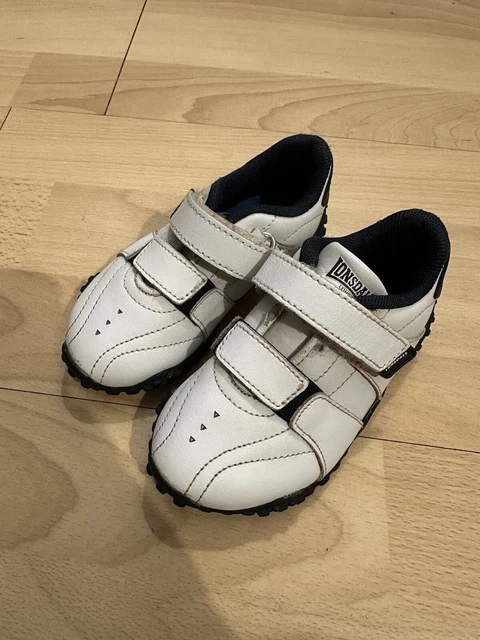 INFANT BOYS LONSDALE White Black Leather Trainers Shoes Size uk 5