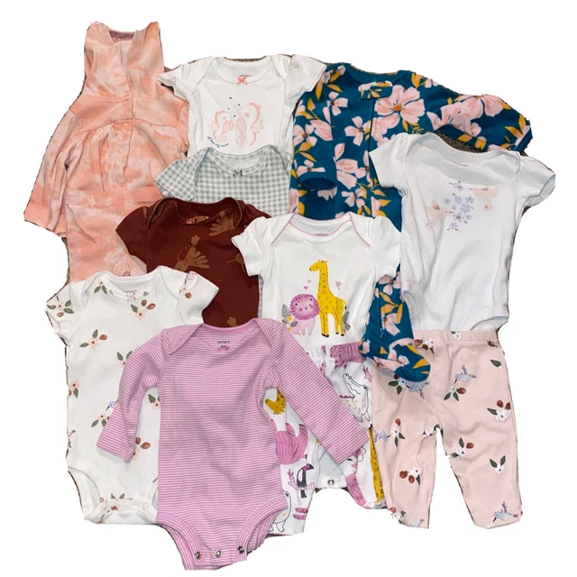 Carters Lot 12 Assorted Infant Baby Girls Outfits 3 Month Tops Bottom Shirt Pant