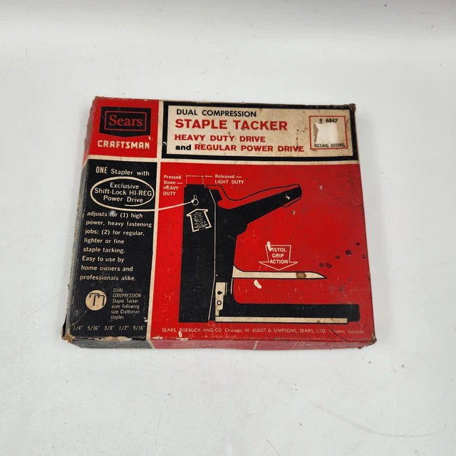 VINTAGE SEARS CRAFTSMAN 96847 Heavy Duty Staple Tack Gun Stapler