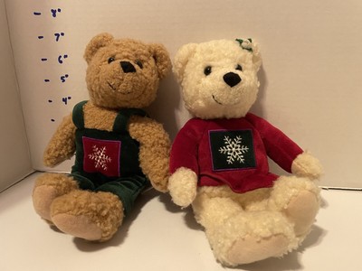 HALLMARK Magnetic Mistletoe Christmas Kissing Bears Plush Stuffed Snowflake 10