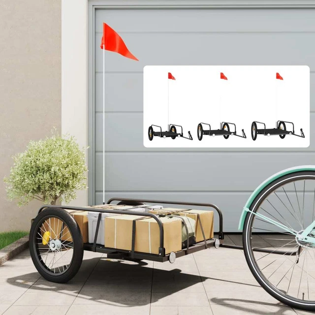 Remolque para bicicleta hierro negro 126x63x34 cm vidaXL