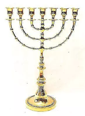 Large Authentic Temple Menorah Gold Plated Candle Holder 16.9″ / 43cm