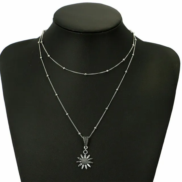 Femmes multicouche longue chaîne pendentif cristal collier ras cou bijoux cadeau