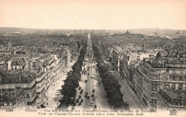 Vintage Postcard 1910's Champs-Elysees Ave. From Triumphal Arch Paris France FR