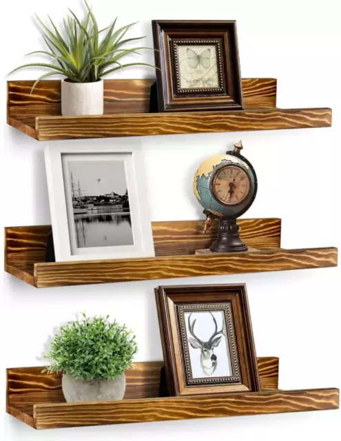 Wooden Floating Shelf Display/Storage Rack Set Of 3 Rustic Wall Shelves Anyplace