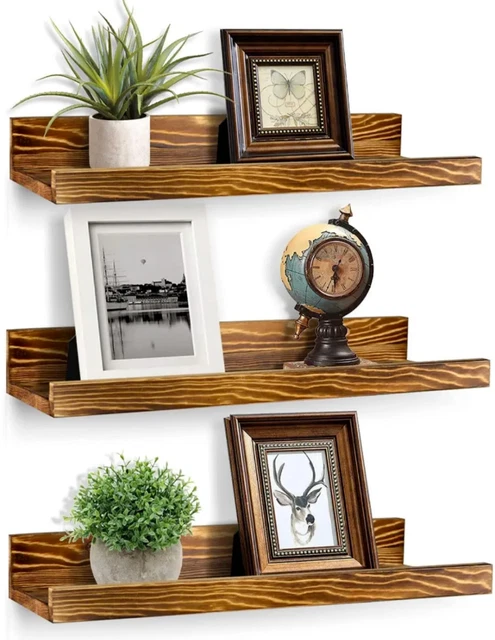 Wooden Floating Shelf Display/Storage Rack Set Of 3 Rustic Wall Shelves Anyplace