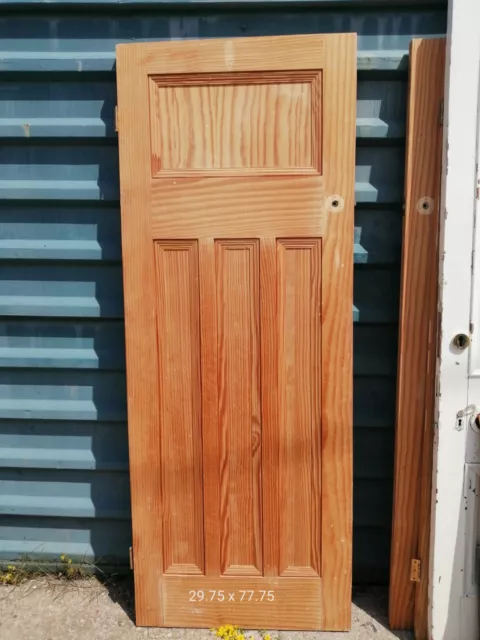 1930 Style  1 Over 3  Panel  Pine Internal Door 29.75 X 77. 75 Inches