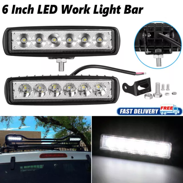 2x6inch 18W Combo LED Work Light Bar Spot Flood Driving Offroad SUV UTV ATV Boat