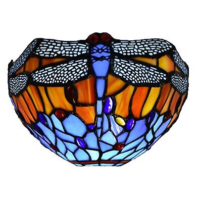 Lampada da parete stile Tiffany 10 pollici paralume vetro colorato 30 cm lampadina multicolore E27
