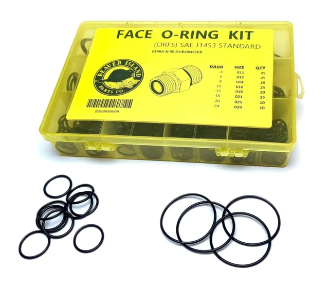 Hydraulic O-Ring Kit FACE ORFS Fittings 155 Pieces (8 Common Sizes) SAE Buna-N 9