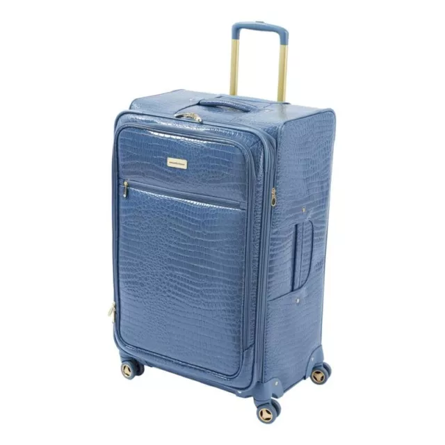 Samantha Brown 30" Exp Spinner Luggage Durable Croco-Embossed PVC - Bravo Blue