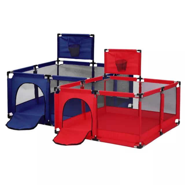 Box per bambini recinto bimbi con canestro 4-36 mesi rete trasparente blu rosso